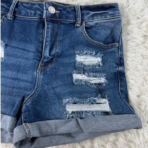 WAX Jean Women's Distressed Denim Jean Shorts Rolled Cuffs Medium Casual Y2K